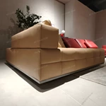 Modern Modular Sectional Sofa with Grid Tufted Craftsmanship, Premium Top-Grain Leather & Suspended Metal Base